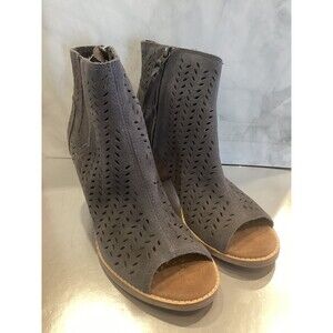 TOMS Majorca peep-toe booties Womens Sz 8 Gray